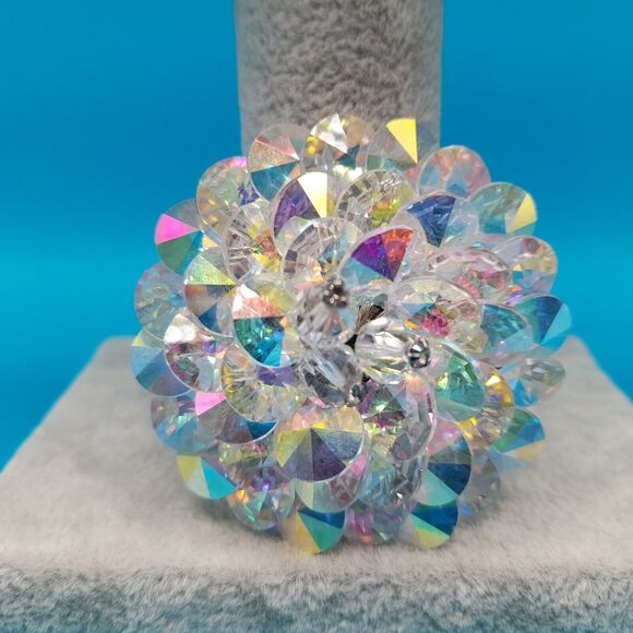 Vintage Un-Signed Vendome Aurora Borealis AB Crystal Rhinestone Brooch Pin - Picture 10 of 10